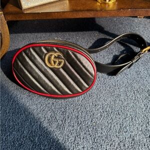 GUCCI Azalea Calfskin Matelasse Diagonal Torchon GG Marmont Belt Bag